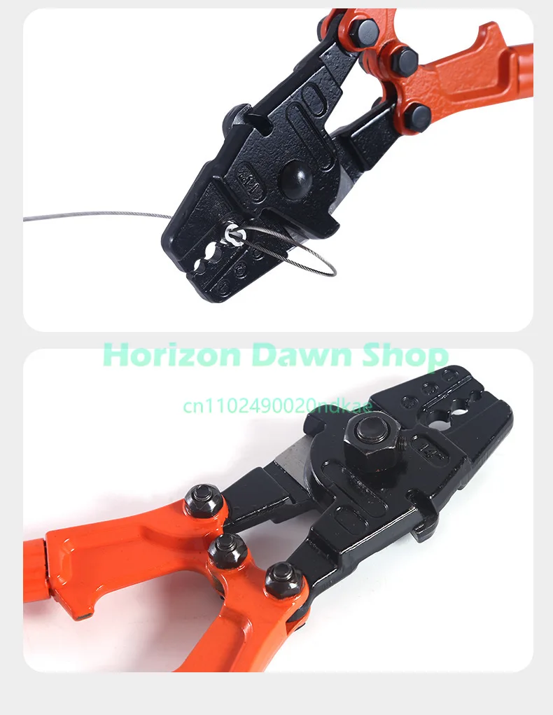 14 inch crimp bolt cutters, aluminum sleeve cutters, wire rope cutters, fishing crimp
