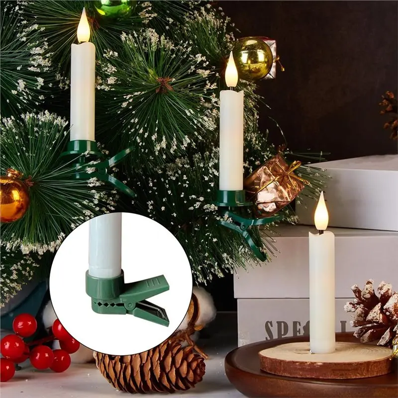 ABDJ-Flameless LED Taper Candles Battery Operated Clip-On Candles For Christmas Tree Candle Lights Electric Candles 10PCS