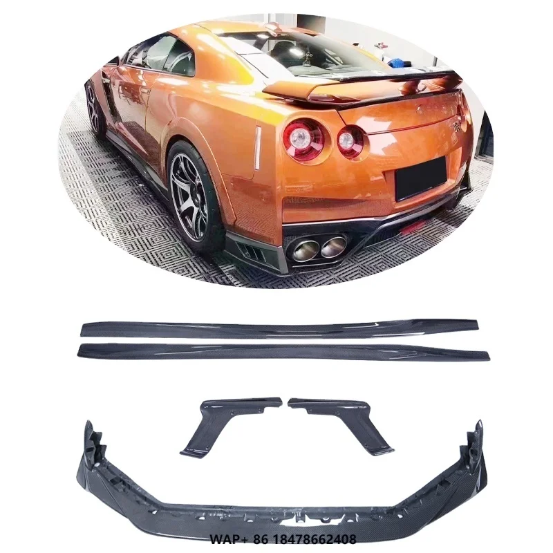 

Var Style Front Bumper Rear Splitters Side Skirt for Nissan R35 GTR 2017-2019 Partial Carbon Fiber Body Kit
