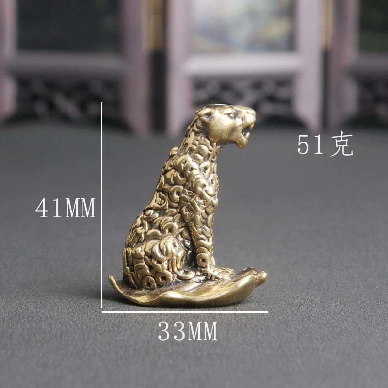 Pure Brass Money Leopard Desktop Ornament, Get Rich Overnight Creative Sculpture Craft, Tea Pet Decoration, Old Bronze Wa