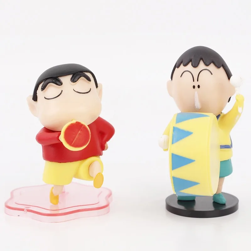 Music Crayon Shin-chan 5PCS Nohara Shinnosuke PVC Statue Action Figurine Desk Collectible Anime Model Toys Figures Gift