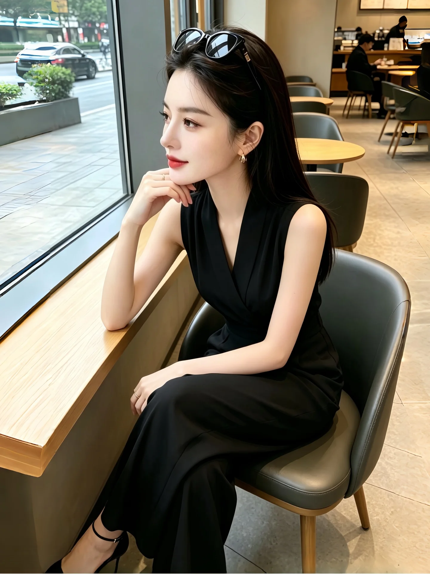 

Elegant Goddess Style One-Piece Pants Women's Thin Fashion Summer High Waist Wide Leg Pants Luxury Sensation Long Pants