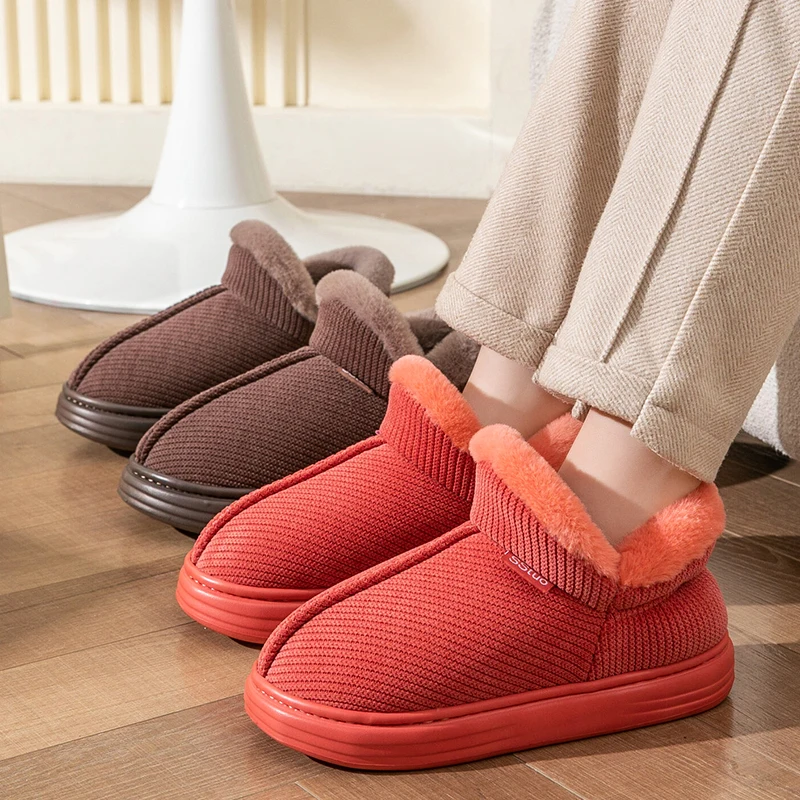 Men's & Women's Autumn‑Winter Full‑Heel‑Cover Slippers, Thick Plush Warm‑Keeping Lining, Thick‑Sole Anti‑Slip Plus‑Size Couple I