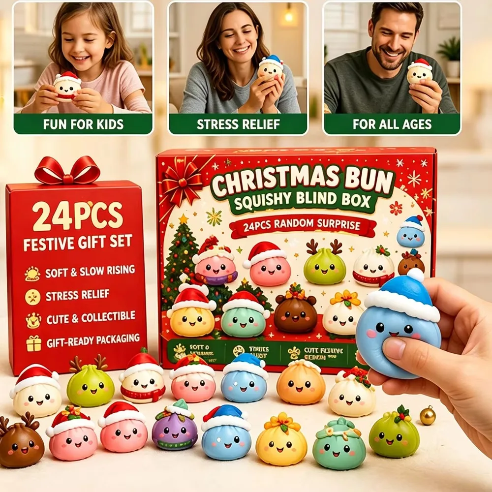 Squishy 2026. Christmas Advent Calendar, 24 Days Countdown. Surprise Box, Dumpling Slow Rebound. Squishies Squeeze Sensory Gift.