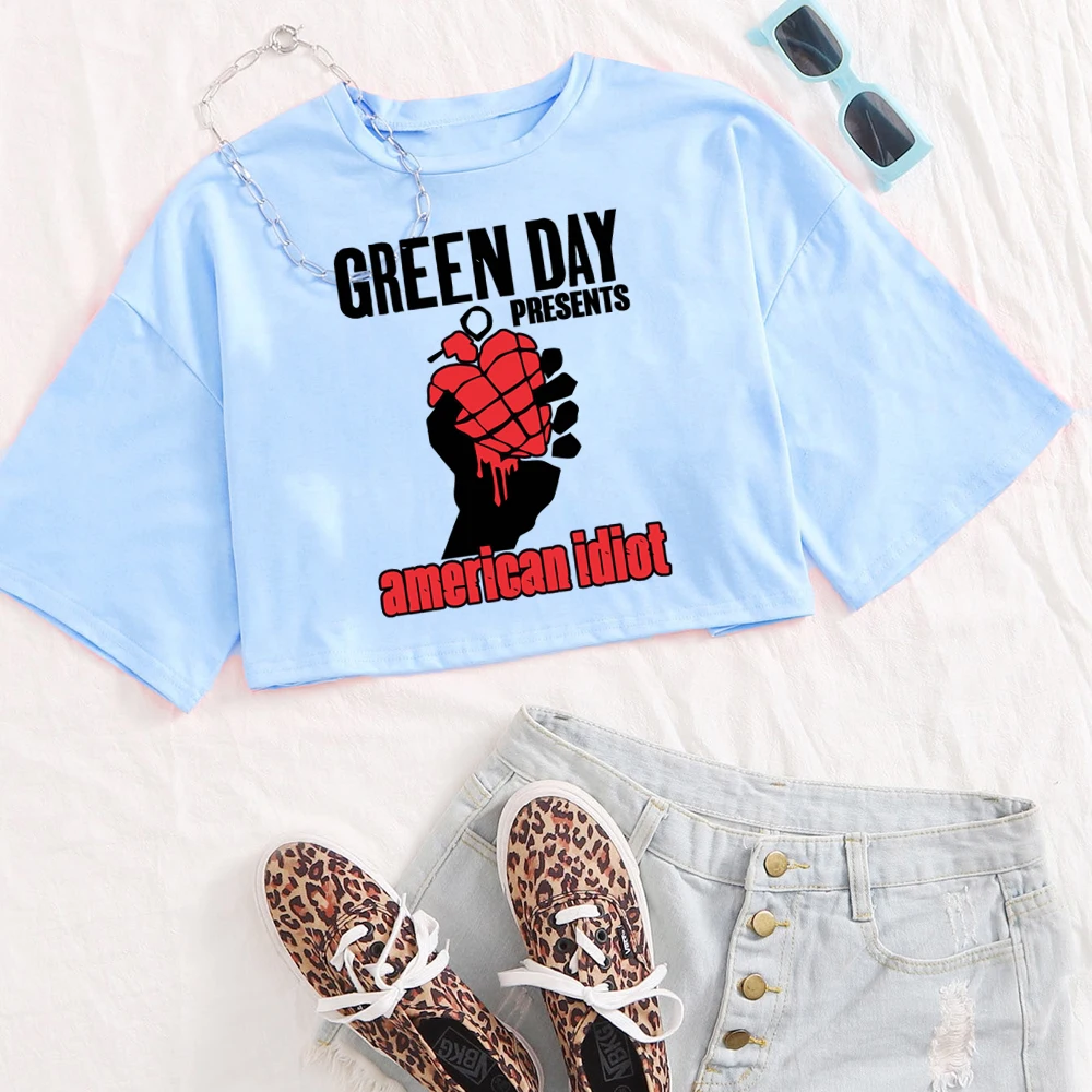 Green Day savors Band 2024 World Tour camicie donna Crop Top traspirante Streetwear abbigliamento Fashion Top