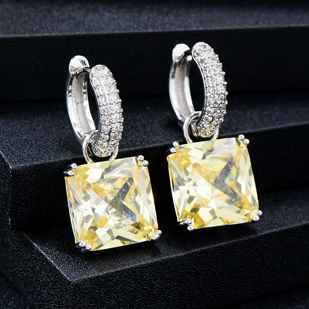 

Missvikki Trendy Cute Square Earrings For Women Wedding Cubic Zircon Indian Dubai Bridal Earrings Costume Jewelry Daily Party