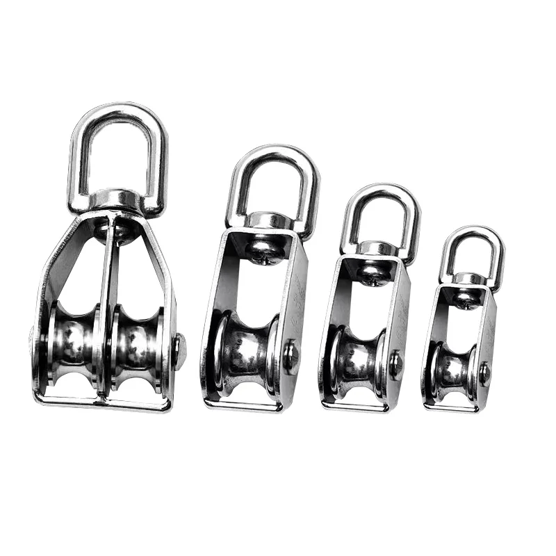 1PC M32 Single Pulley Block 304 Stainless Steel M15 M20 M25 M50 Single Wheel Swivel Lifting Rope Pulley Set Lifting Wheel Tools