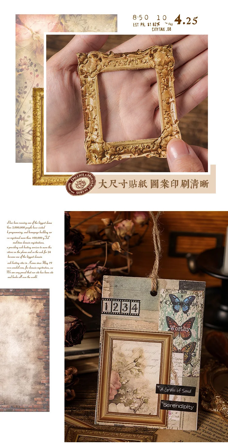 30 teile/beutel Retro Album Malerei Rahmen Aufkleber Tasche alte Jahre Spur kreative DIY Scrap booking Collagen dekorative Materialien – Detail 5