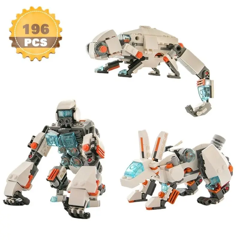 MOC Halloween Mech Animals Orangutan Lizard Chameleon Rabbit Robot Frog/Dog Mech Anime Building Block Child Toy Christmas gift