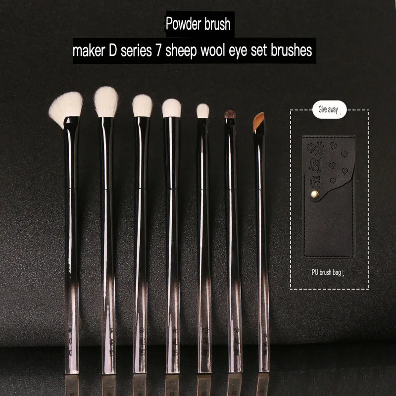 Brush D Series 7 Wool Eye Brushes, Soft Bristle Portable Makeup Brushes, Super Soft Sleeve Brushes, Brush Bag Included
