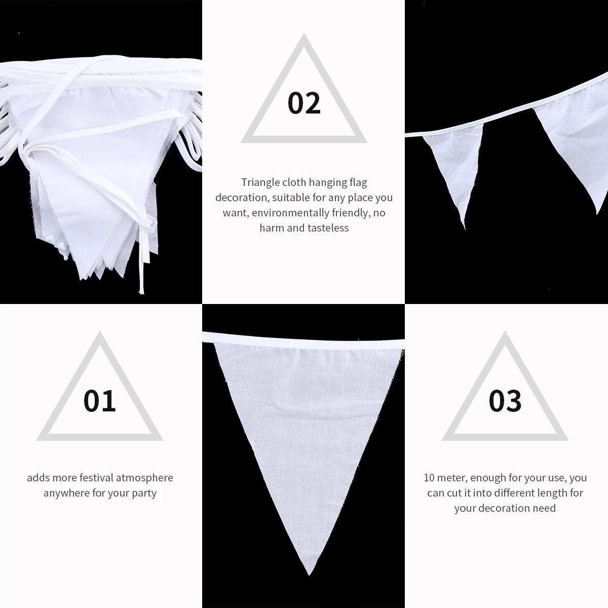 

10 Meter Triangle Flags Hanging Banner Decoration Wedding Birthday Party Festival Classroom Home Backdrop Bunting