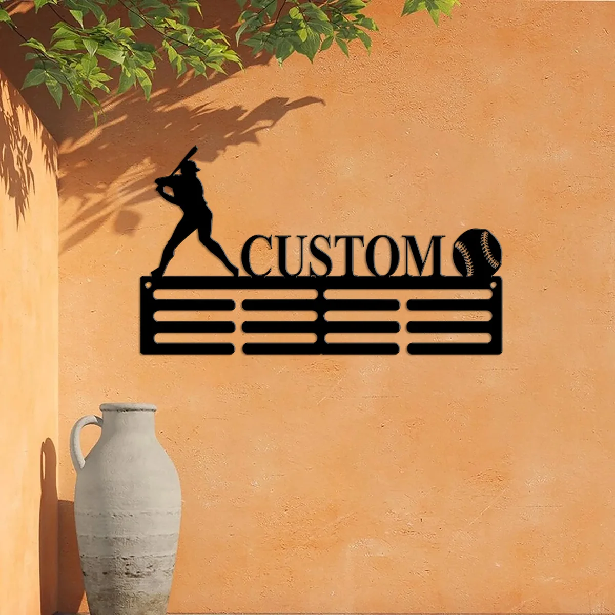 맞춤형 맞춤형 야구 상 메달 홀더, 맞춤형 야구 선수 이름 메달 걸이, 메달 및 리본용 12개의 단계, 야구