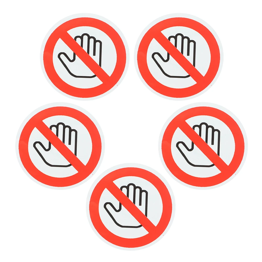 5 PCS Adesivos de sinal de segurança não tocam para porta de PVC decalque autoadesivo de laptop de vidro