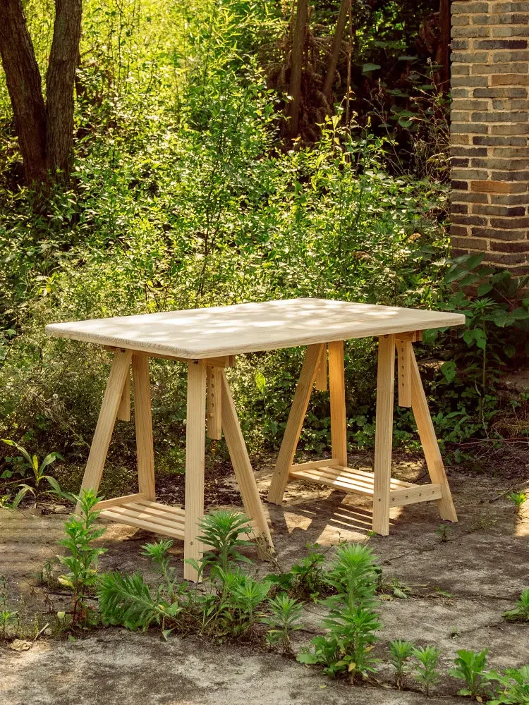 Log liftable solid wood table legs bracket embroidery frame outdoor bench wooden board desktop product still life workbenc