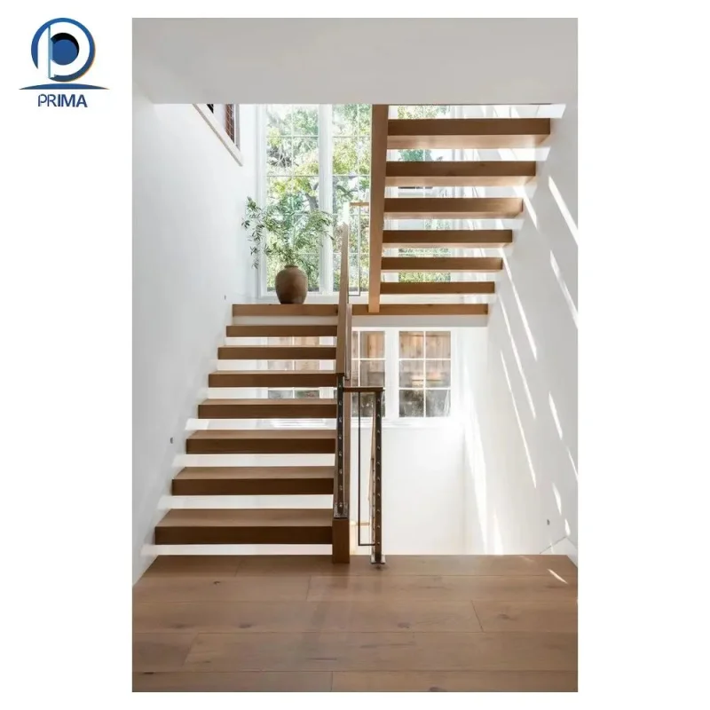 custom.Best Price Modern Stability Glass Railing Staircase Customized Interior Wooden Straight Stairs Light Ladder Residen