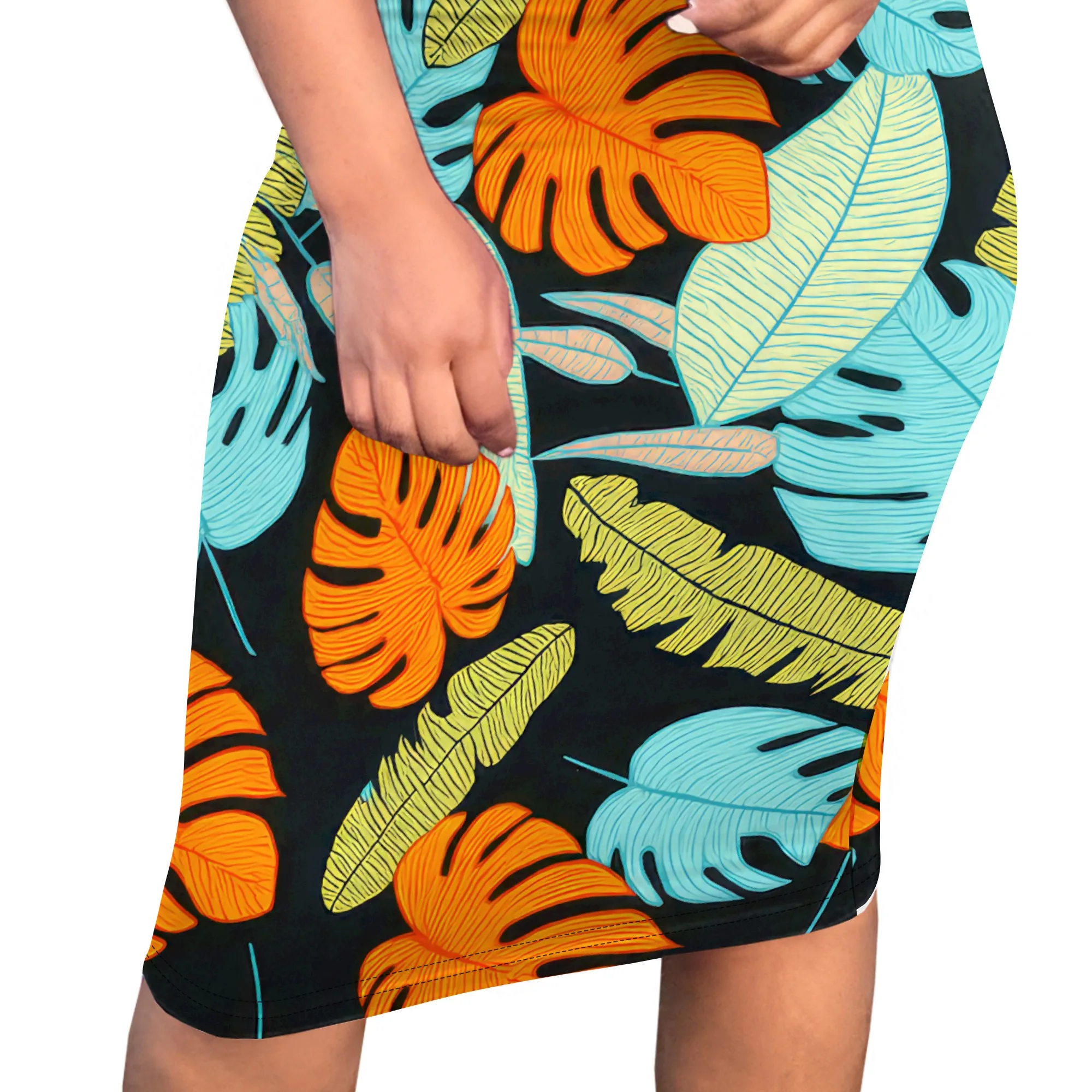 ผู้หญิงเซ็กซี่Bodyconฤดูร้อนผีเสื้อพิมพ์ชุดแขนสั้นBasic Midi Sundresses Beach Cluberwear