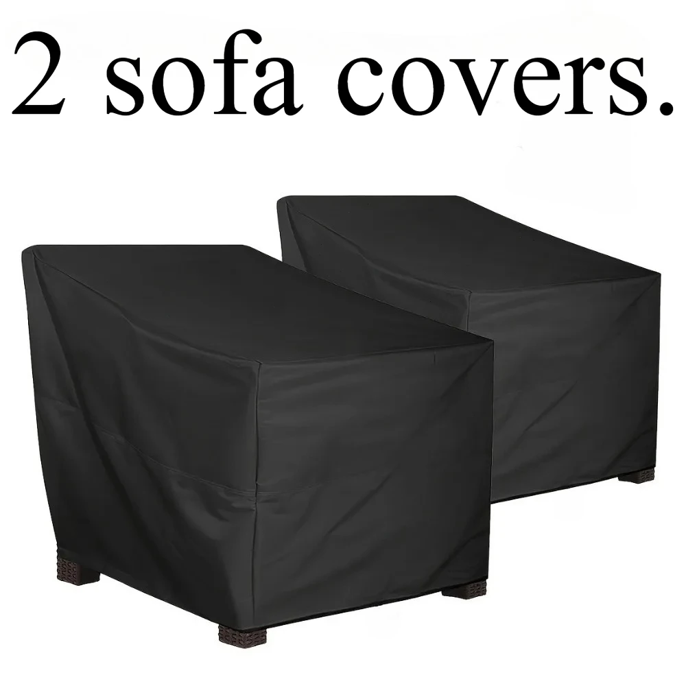 2PCS Black Patio Single Sofa Cover 35