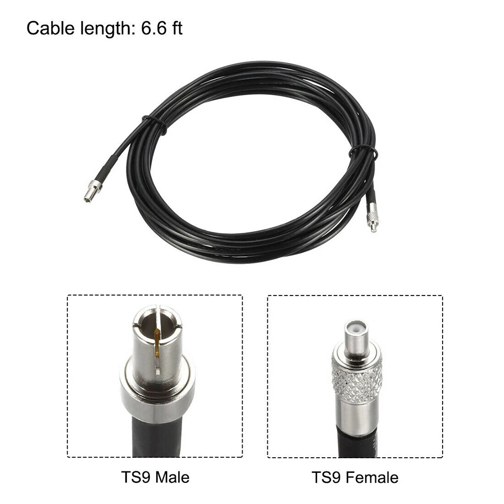TS9 Male to TS9 Female Cable RG174 50 Ohm 6.6 Feet Soldered Internal Connections Copper Conductor for RF Antenna Extension
