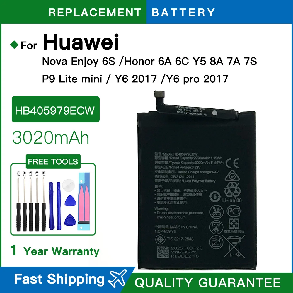 

HB405979ECW Battery For Huawei Y5 2019 AMN-LX1 LX9 L21 L29 For Honor 8S KSE-LX9 KSA-LX9 Ksa-Al00 5.71" phone Battery +Free Tools