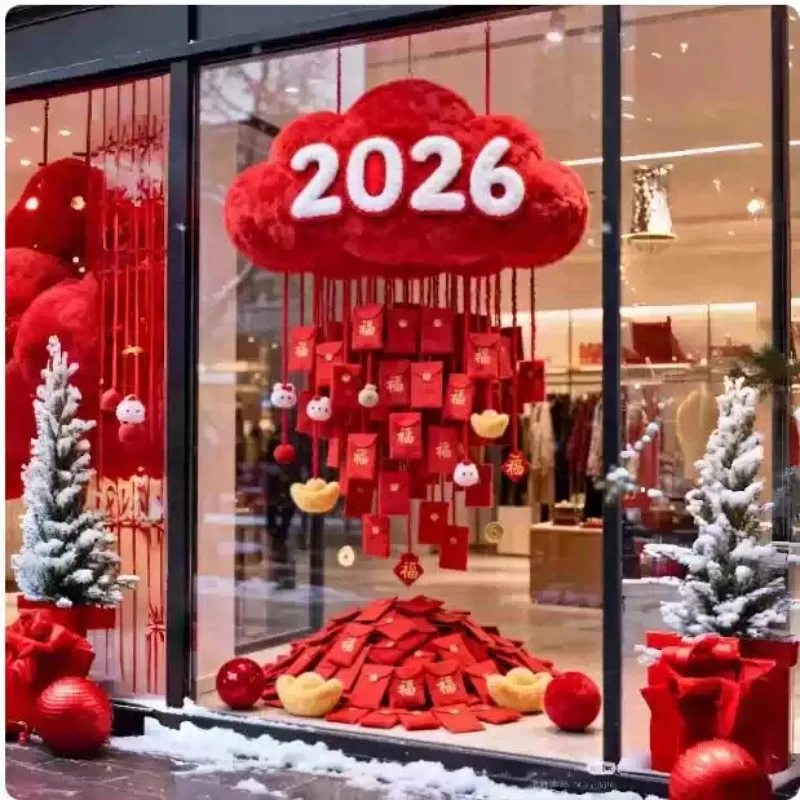 Cloud red envelope waterfall pendant custom Year of the Horse Spring Festival window landscaping red envelope