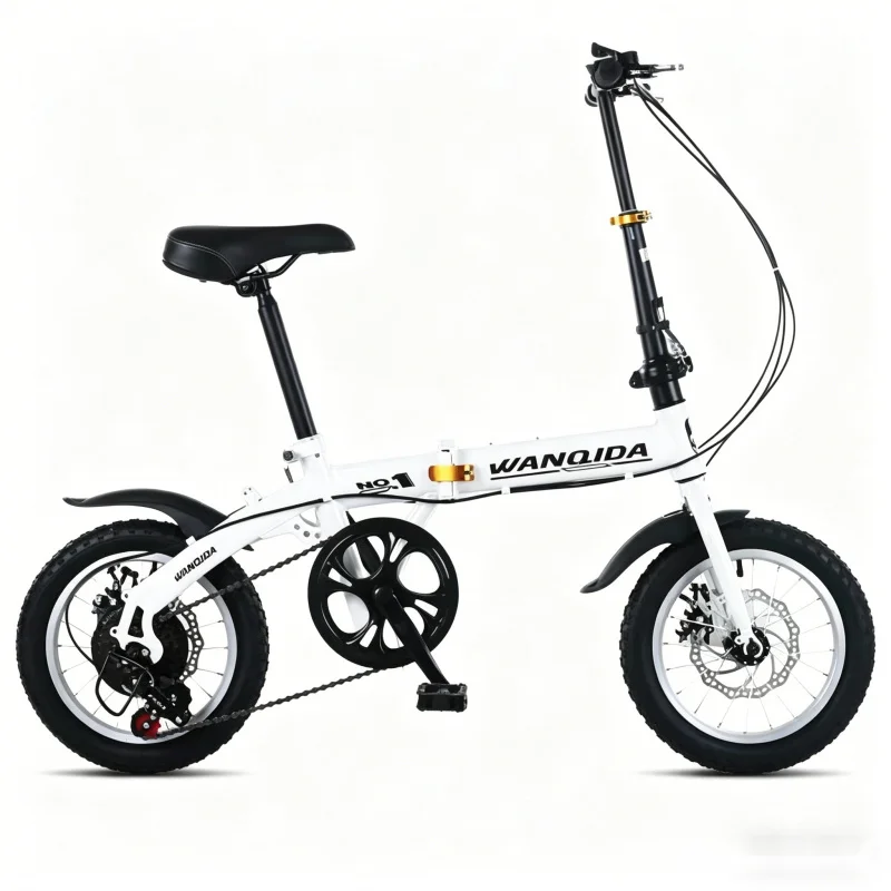New 12 14 Inch Mini Folding Bike 7 Speed Disc Brake White Portable Ultra Light Commuter Bicycle for Adult Men Women Students Urb - view 6