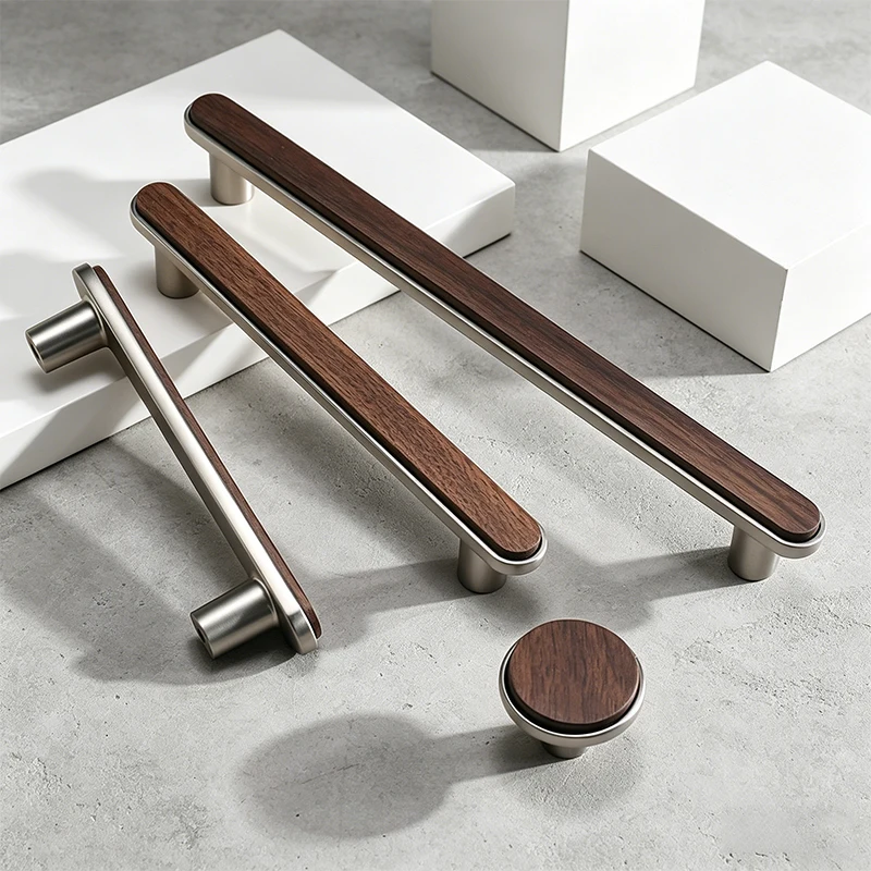 New Chinese Mid-Century Luxury Wooden Cabinet Long Handles Modern Premium Pulls for Wardrobe Drawer Shoe Cabinet Furniture Knobs