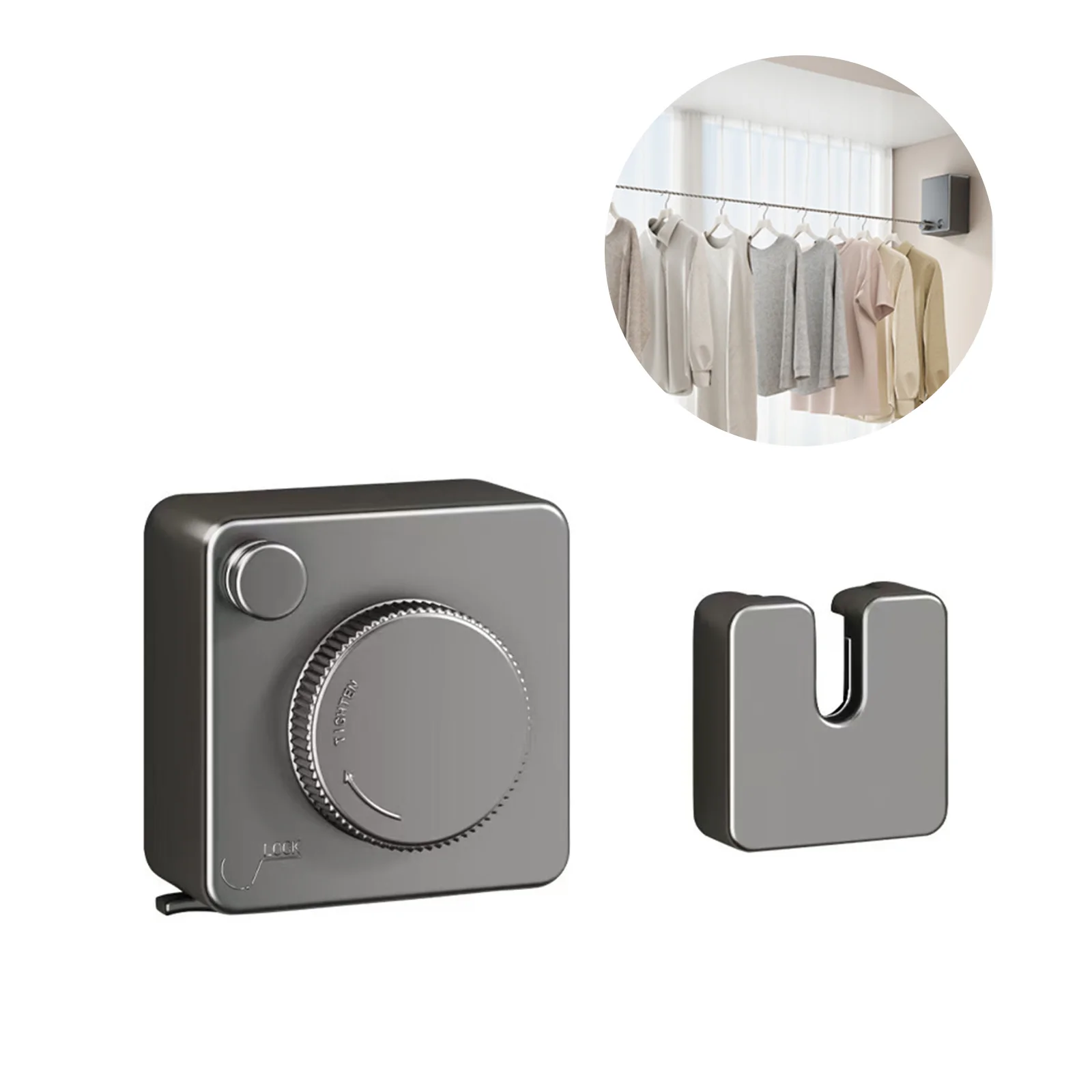 Tendedero Retráctil de Pared para Interiores, Invisible, Antideslizante, para Lavandería, Ahorra Espacio, Colgador de Ropa Retráctil