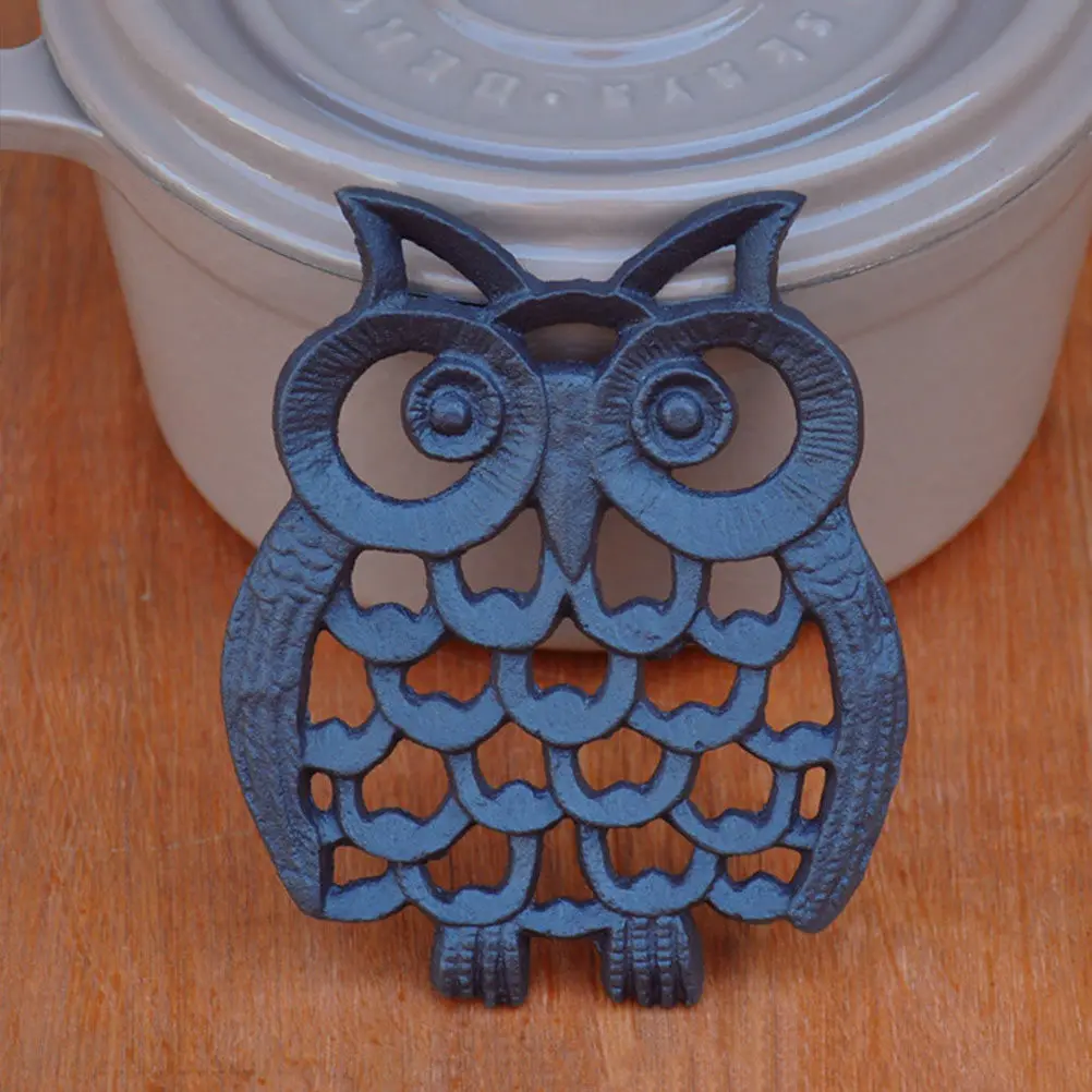 1Pcs Owl Shape Heat Insulation Coaster High Quality Iron Material Waterproof Moisture Proof Corrosion Resistant Non Skid Desktop