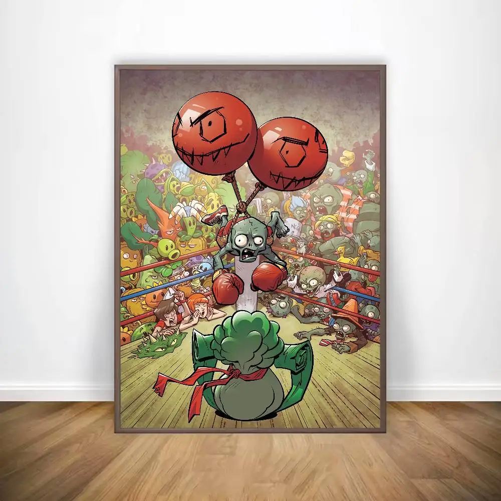 لعبة كلاسيكية P-Plants Vs Z-Zombies ذاتية اللصق ملصق فني معرض يطبع ذاتية اللصق ديكور المنزل الديكور صور مطبوعة للحوائط Livi