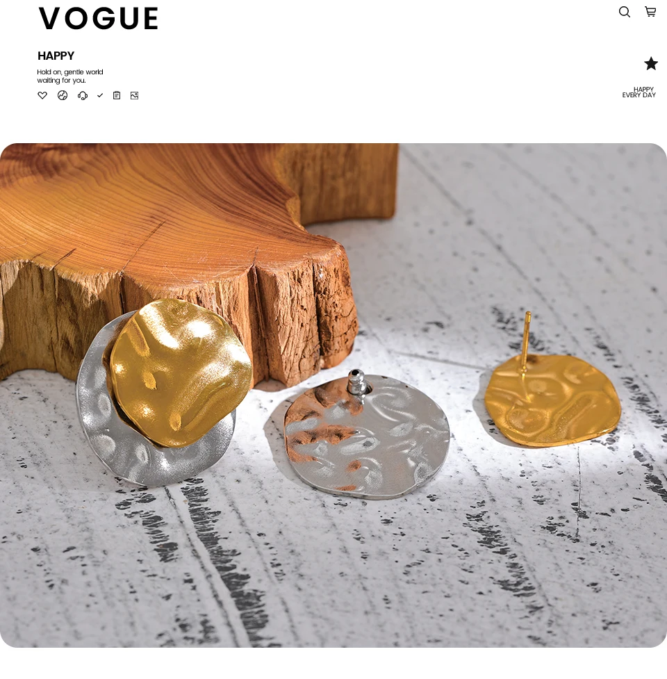 Yhpup Doppel Farbe Edelstahl Metall Geometrische Runde Stud Ohrringe Frauen Täglichen Verschleiß Schmuck Pendientes De Acero Inoxidable – Detail 4