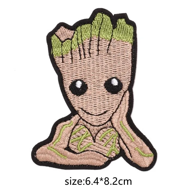 Groot Patch Iron On Embroidered Patches For Clothing thermoadhesive patches On Clothes Hippie Rock Biker Patch Sewing