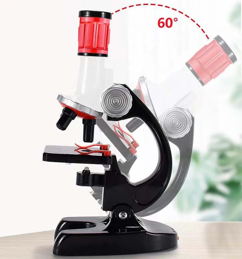 100x 400x 1200x Biological Microscope Kit Lab with Slides LED Refined Kids Educational Scientific Instruments Toy Birthday Gift