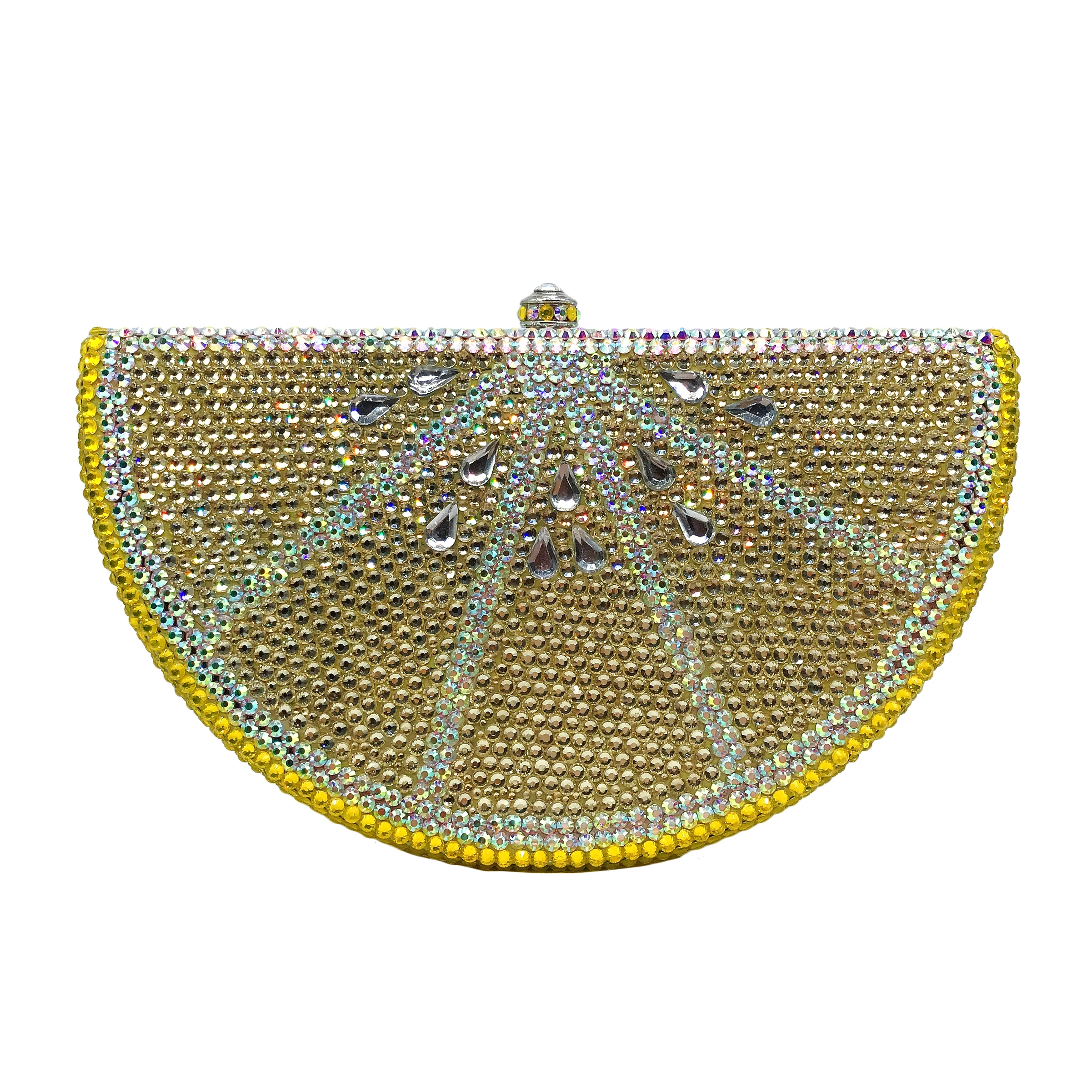 

Lemon Shaped Diamond Clutch Purses Wedding Prom Party Bling Rhinestone Handbags Women Crystal Stone Evening Bag