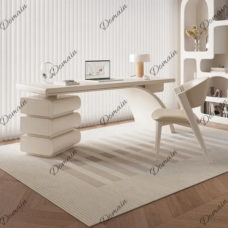 XX Modern Cream Style Computer Desk Bureaux De Travail Minimalist Luxury Design L Shaped Desk Mesa De Computador Office Furnitur