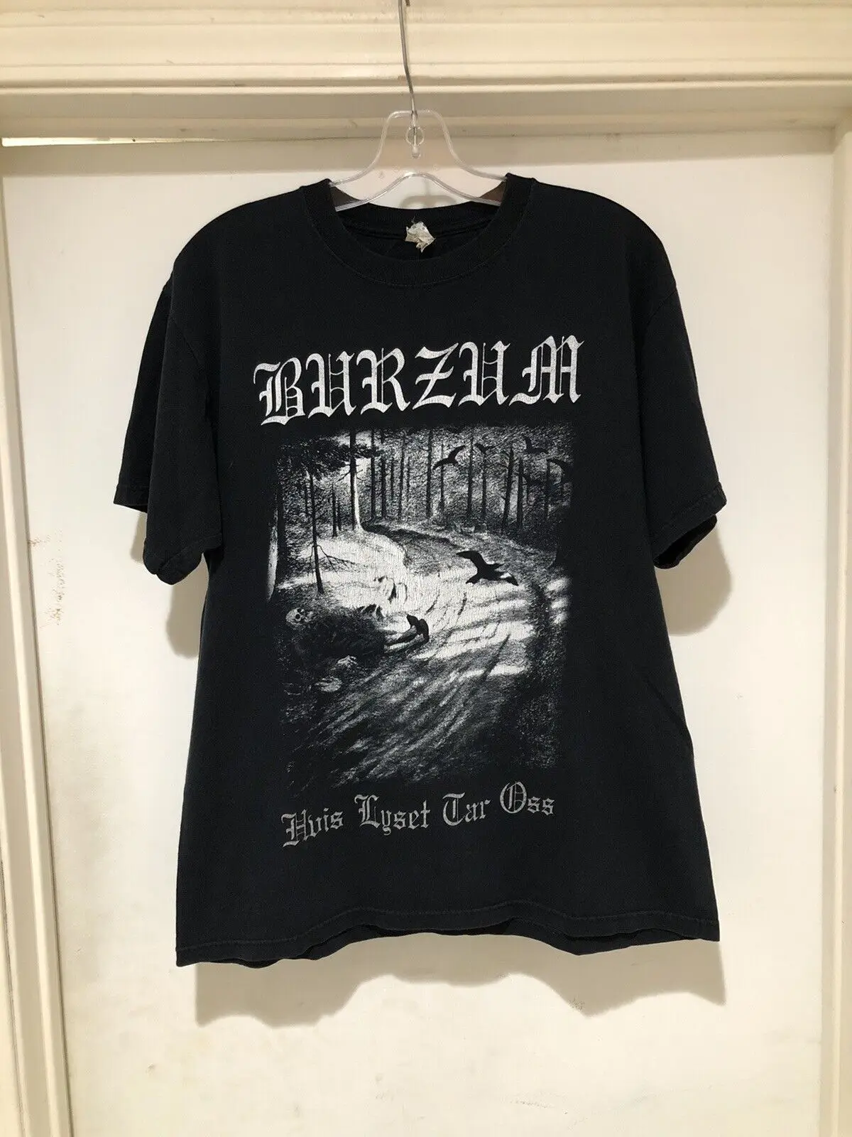 Vintage 2000S 1Burzum Hvis Lyset Tar Oss T Shirt L Black Metal Mayhem Hellhammer