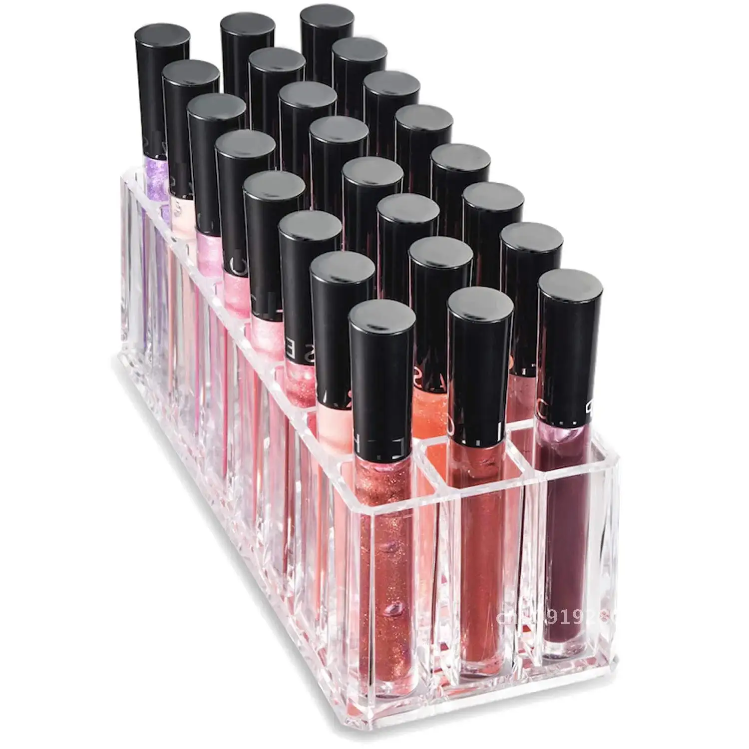 New Clear Wholesale 24 Grids Lipstick Holder Makeup  Desktop Polish Box Gloss Acrylic Nail Lip Stand Storage Cosmetic