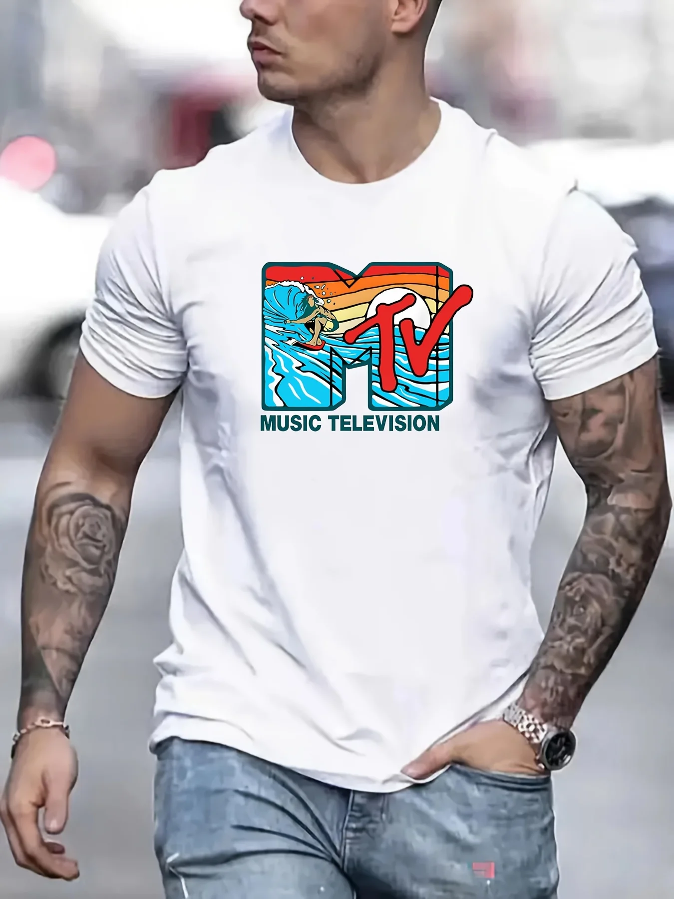 

Mens Fashionable Crew Neck Short Sleeve Sports T-Shirt Comfortable Versatile and Athletic Style for Summer and Spring