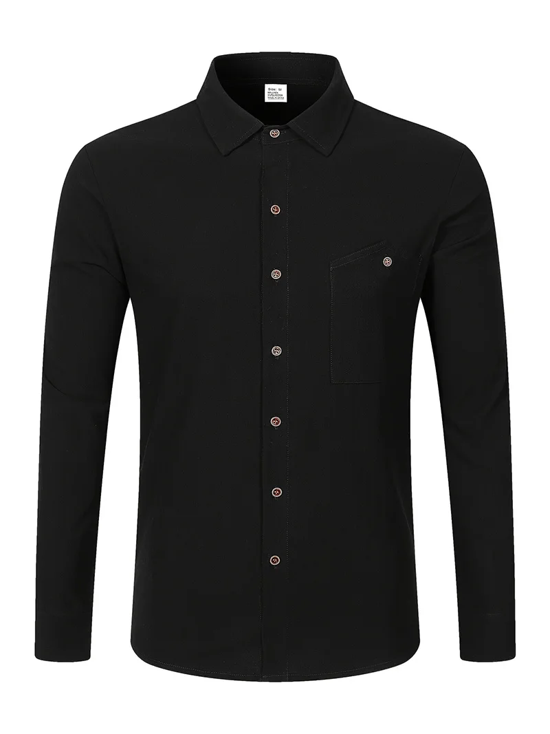 Herren Frühling Herbst Einfarbiger Leinen-Cardigan Reverskragen Langarm-Hemd Atmungsaktives Knopf-Oberteil Tägliche Freizeit Outdoor-Bekleidung – Detail 18