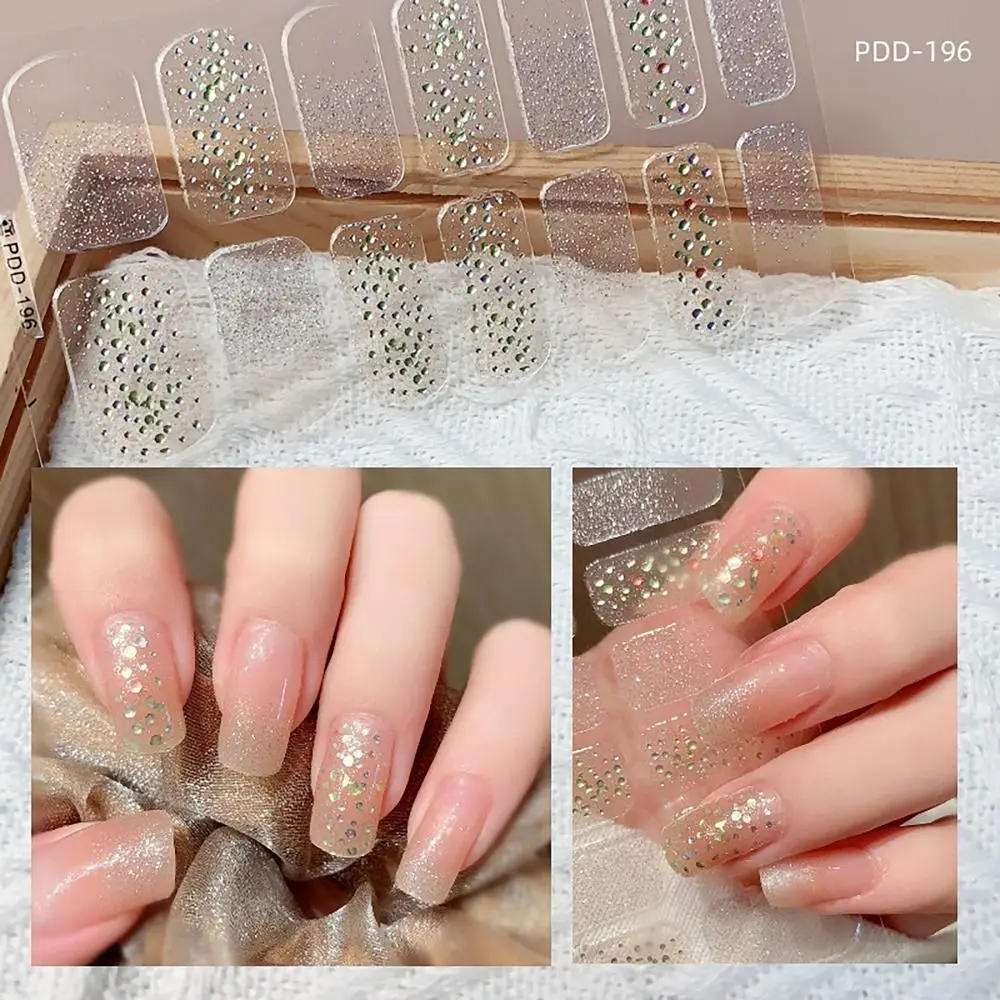 Autocollants pour ongles en gel semi-durci, couverture complète, patch floristique, facile à enlever, 14 bandes, bricolage, Nail Art, exécutif