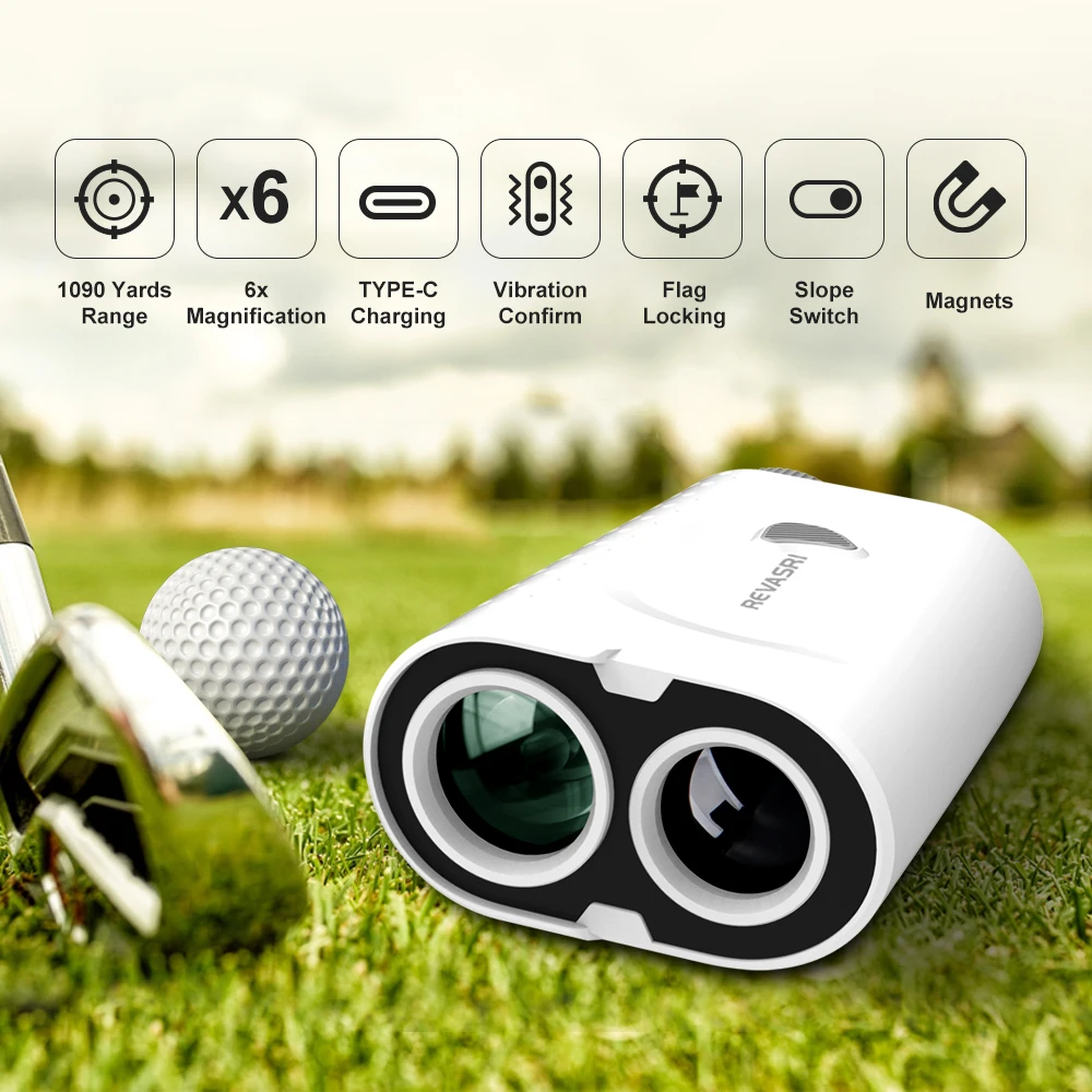 REVASRI 1000 Yards Mini Golf Rangefinder, Angle Switch, Flag Lock Vibration, High-Precision Slope Measurement, Lightweight Magnetic for Women Golfers