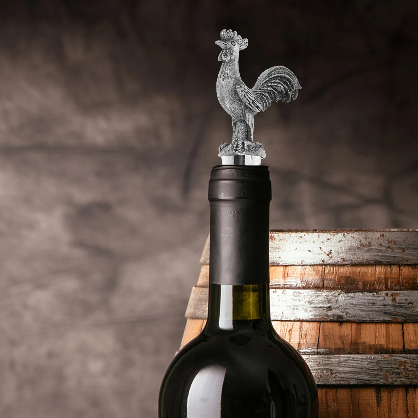 Rooster Wine Bottle Stopper Metal Animal Decorative Reusable Sealer for Bar Party Holiday Gift