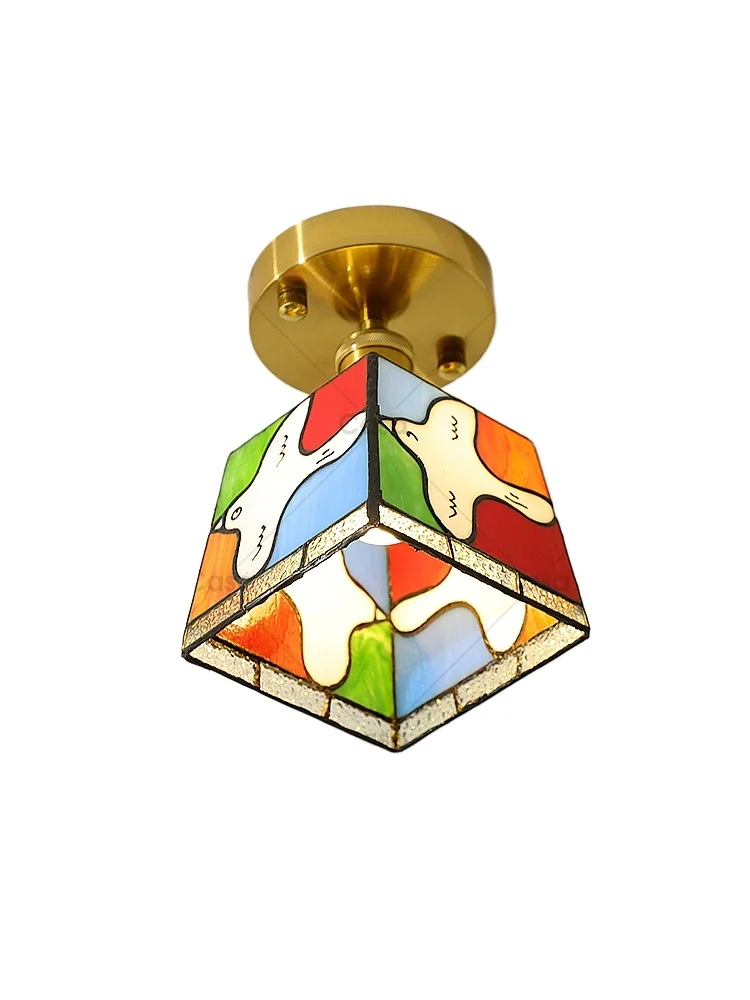 

Creative Entrance Ceiling Entryway Retro Colored Glass Decoration