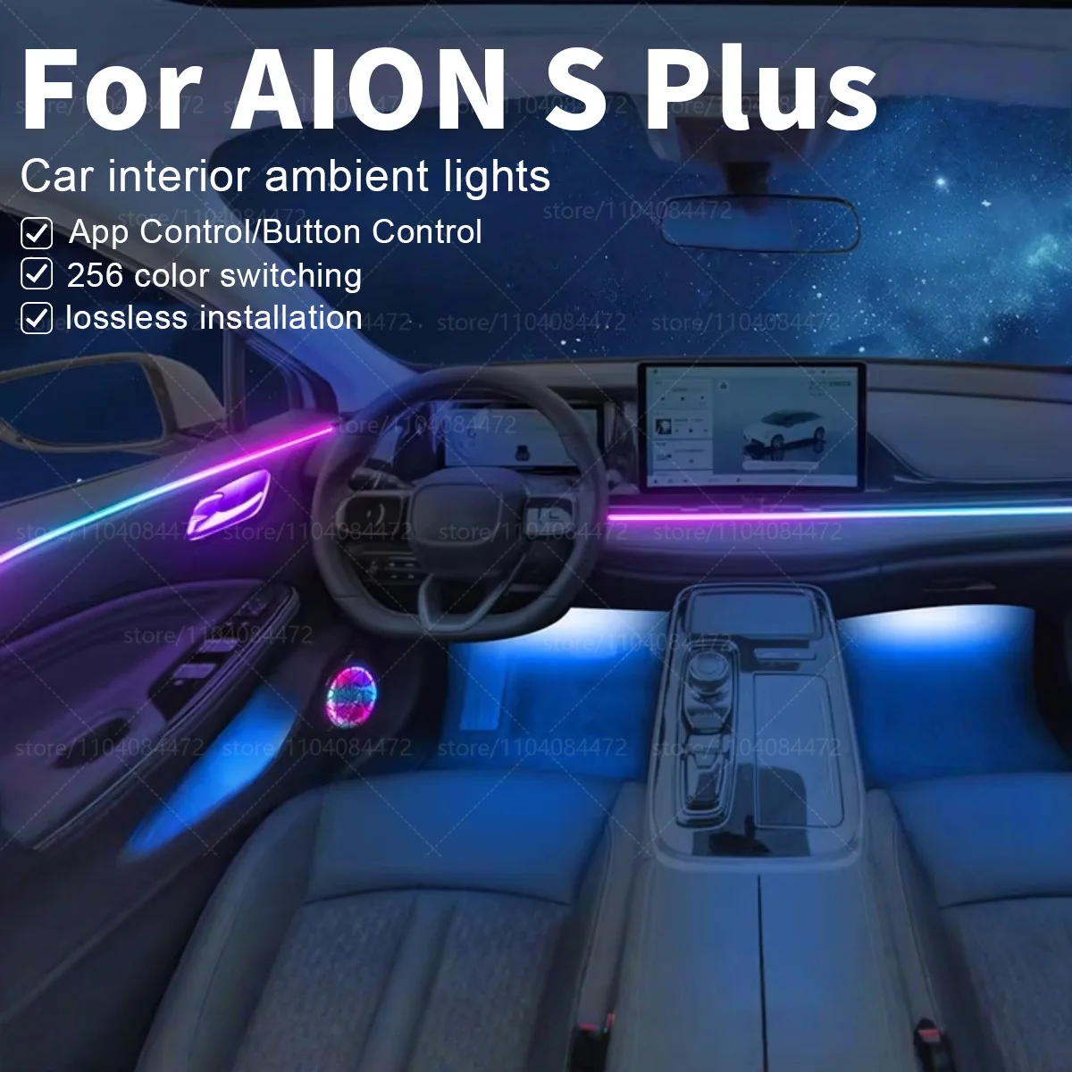 

For AION S Plus 22in1 RGB Car Interior Acrylic Car Ambient Lights RGB Hidden Acrylic Strip Decoration Atmosphere Accessories
