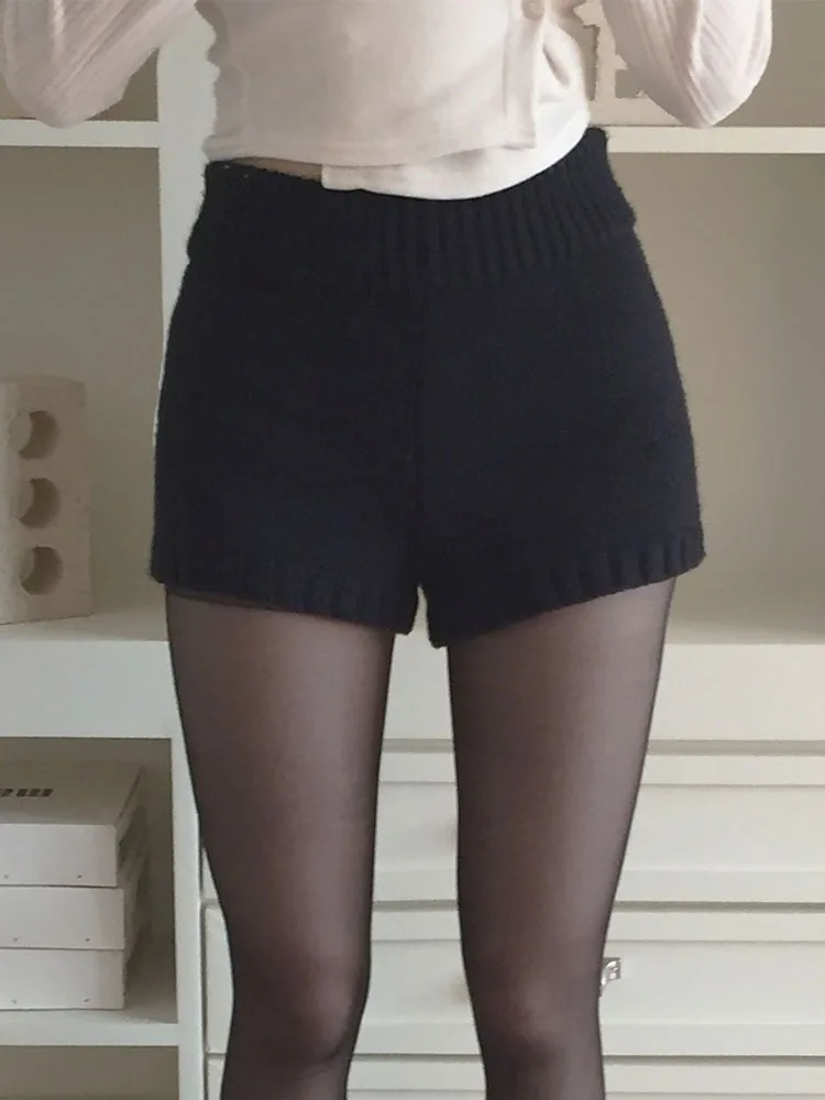 High Waist Straight Leg Knitted orts Women's Casual Pants Autumn New Sle Slimming Base Layer Hot Pants Street Sle