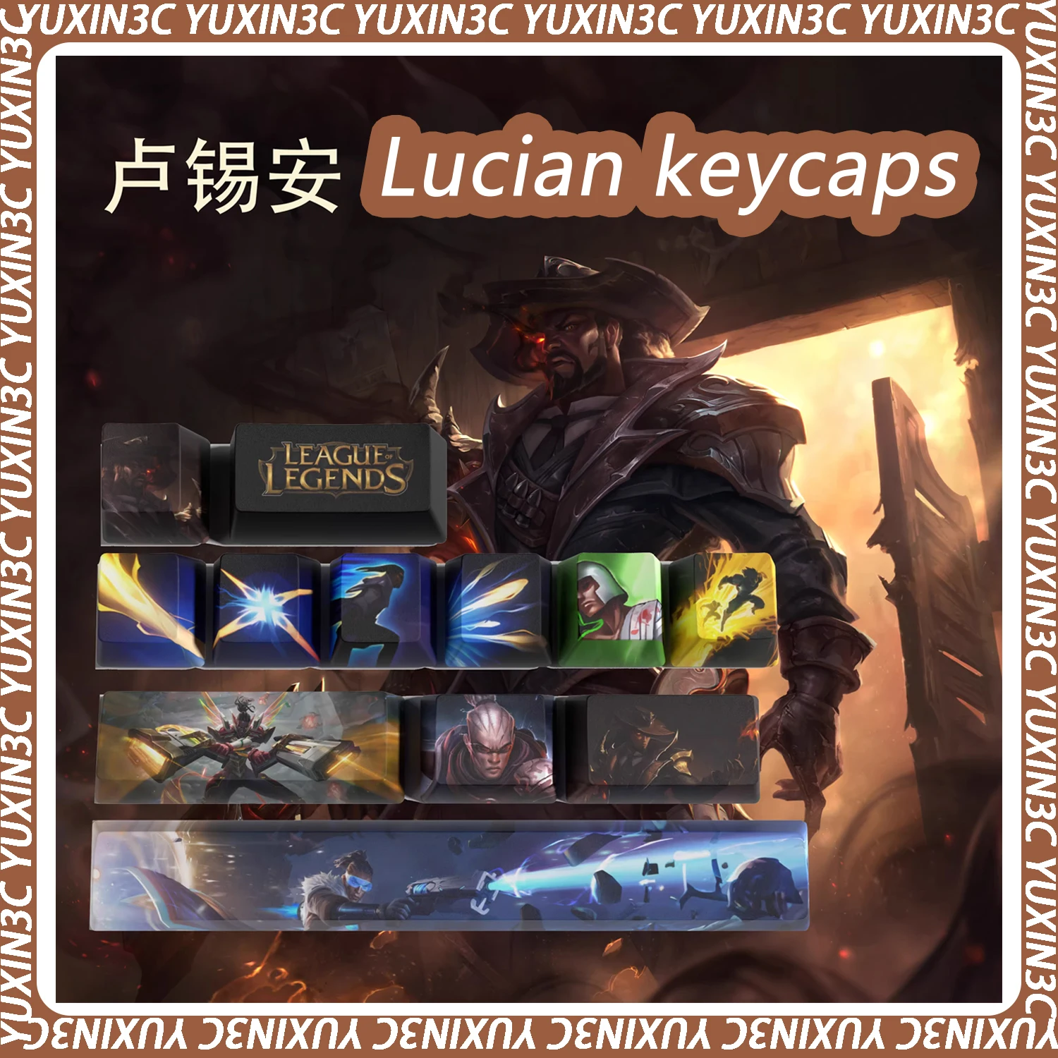 

Lucian League Of Legends Game Character Keycaps Lol Keycaps Oem Height Pbt Material High-Definition Icon Keyboard Accessories