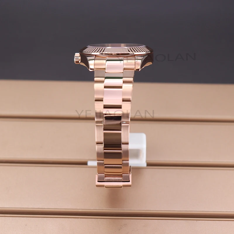 Розовое золото 40 мм 36 мм Мужские часы Корпус ремешка с сапфировым стеклом для Sky Dweller Seiko NH35 NH36/38/34 4R36 Miyota8215 8205 Механизм 28,5 мм Циферблат