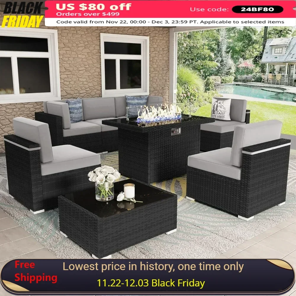 8 Pcs Patio Furniture Set with 44