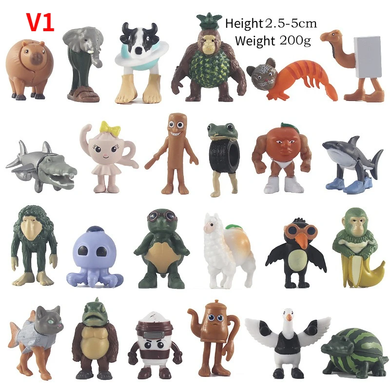 

24pcs/set Italian Brainrot Tung Tung Sahur Shark Tralalero Tralala Action Figures Bombardiro Crocodilo Shimpanzini Bananini Toy
