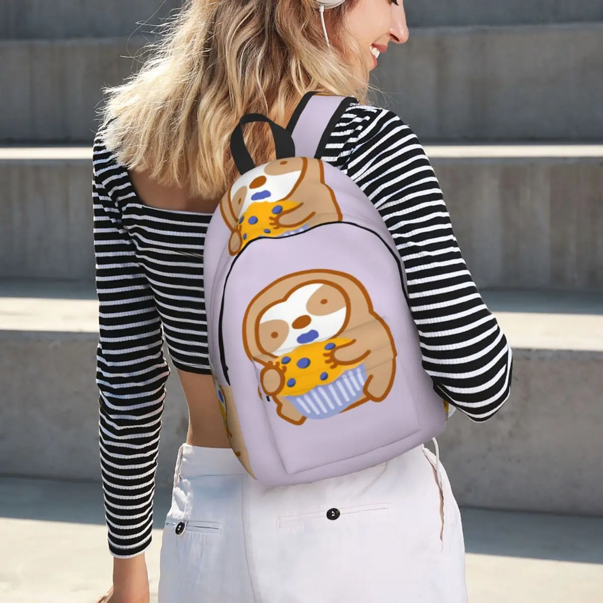

Cute Blueberry Muffin Sloth Backpack Hot Sale Daypack Large Capacity Boys Girls BookBag School Bag Shoulder Bags for Men Women