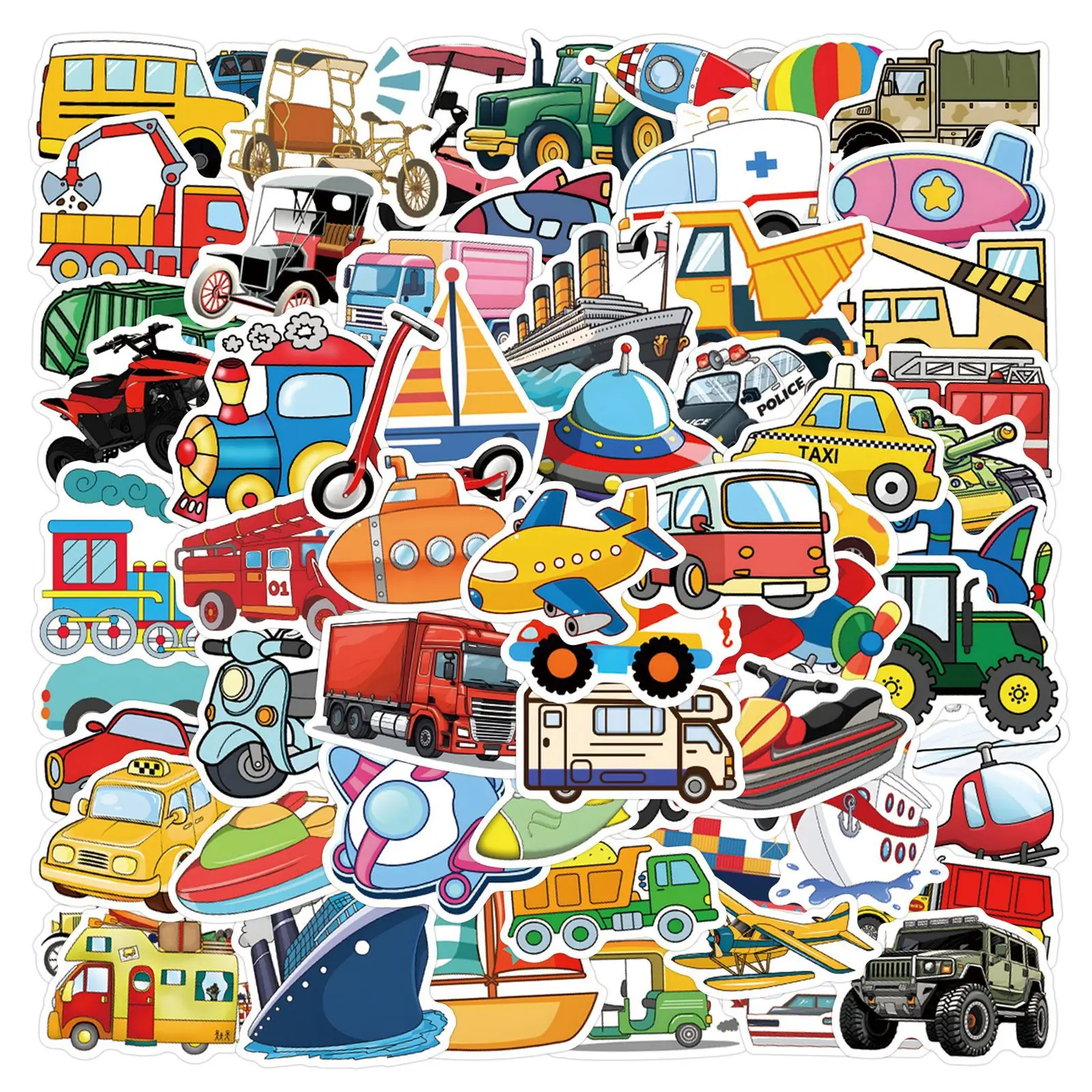 50/110PCS ใหม่วิศวกรรมรถเครื่องบินเรือสติกเกอร์การ์ตูนการขนส่งตกแต่ง Graffiti DIY ของเล่นเด็กแล็ปท็อปกีตาร์จักรยาน